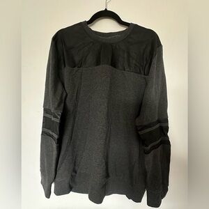 UNIVIBE Long Sleeved Black and Gray Faux Leather Look Shirt.